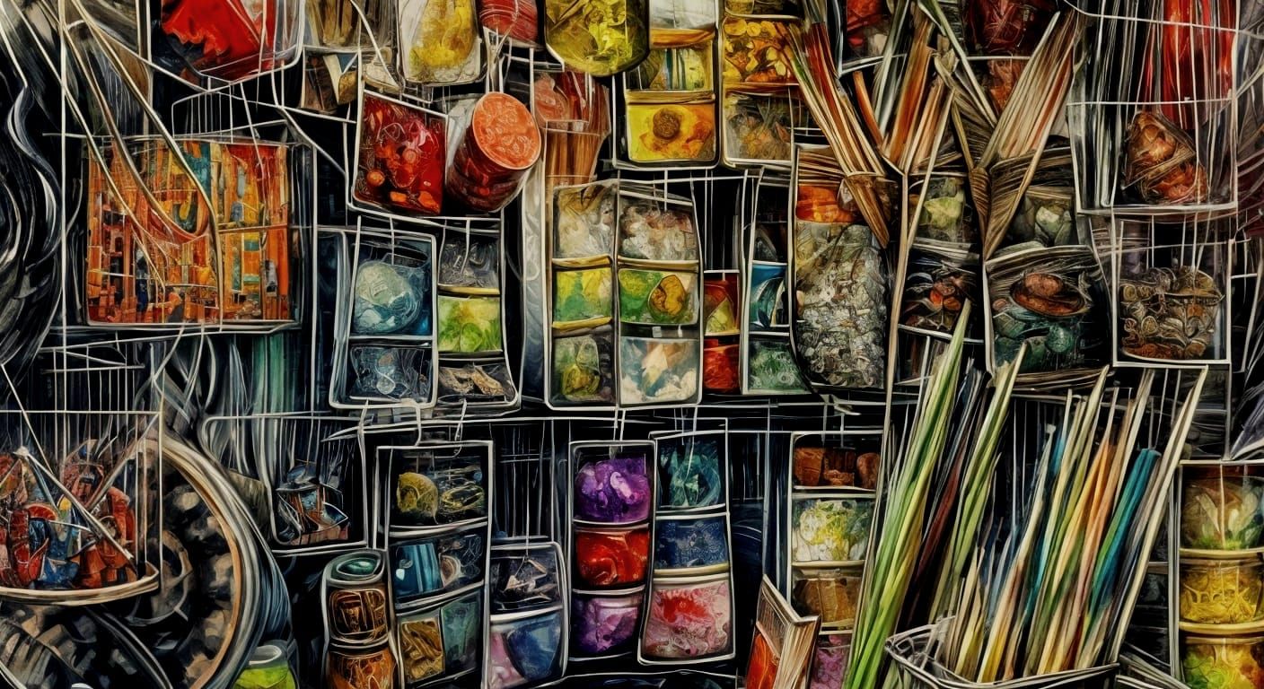 Bustling South American Market in Gauche Style