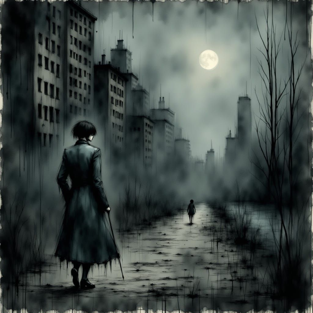 Moody Victorian Cityscape at Twilight