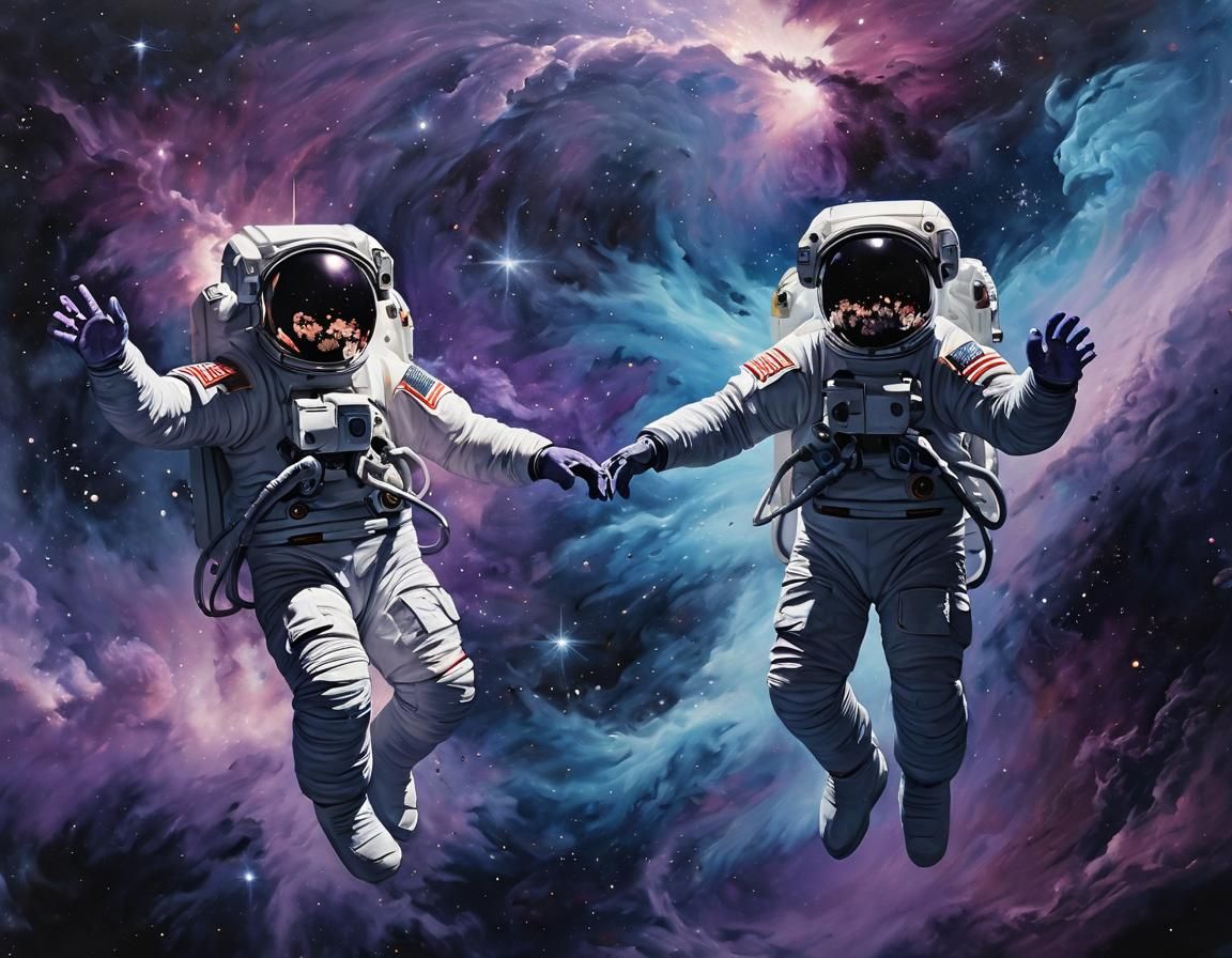 Astronauts Dancing in Space: Hyperrealistic Impressionistic ...