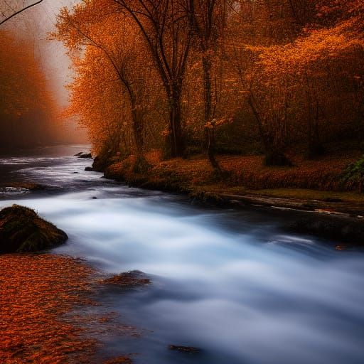 autumn river mist