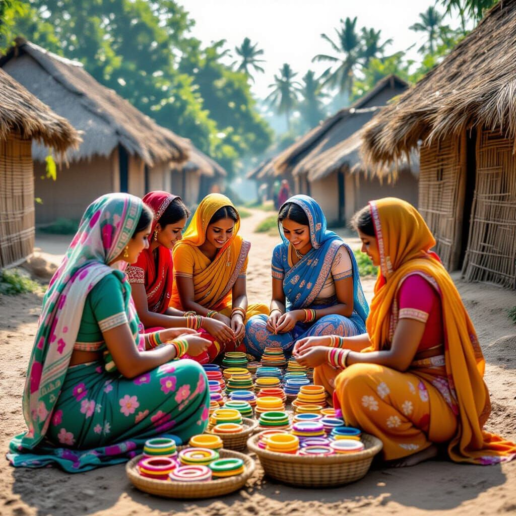 Vibrant Bangles: Rural Village Life in Hyperrealistic Detail