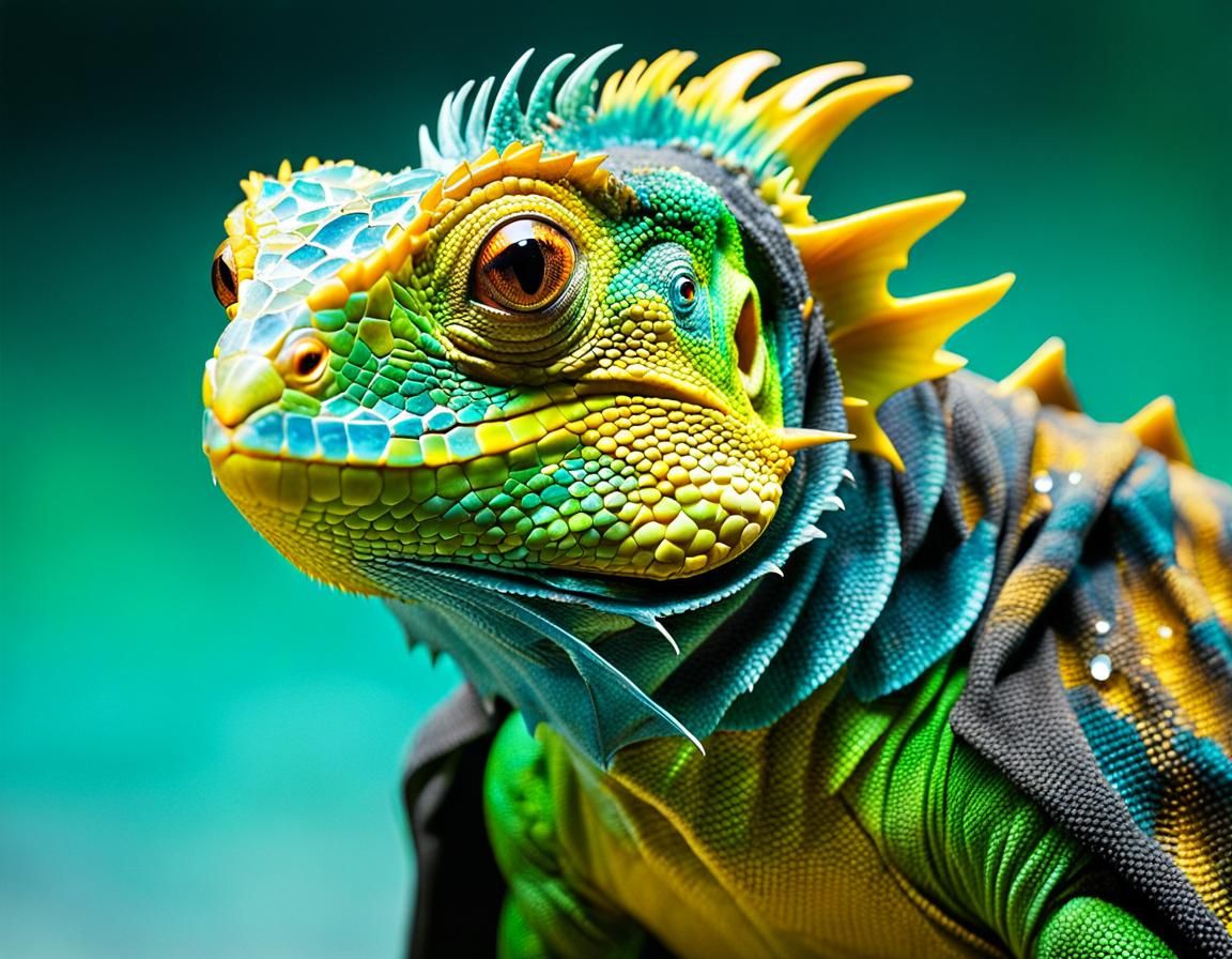 Iridescent Crystal Creature: Bat and Iguana Hybrid