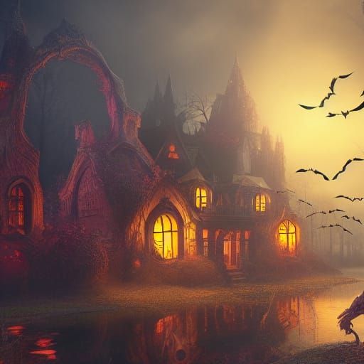 Halloween Girl in Detailed Matte Painting