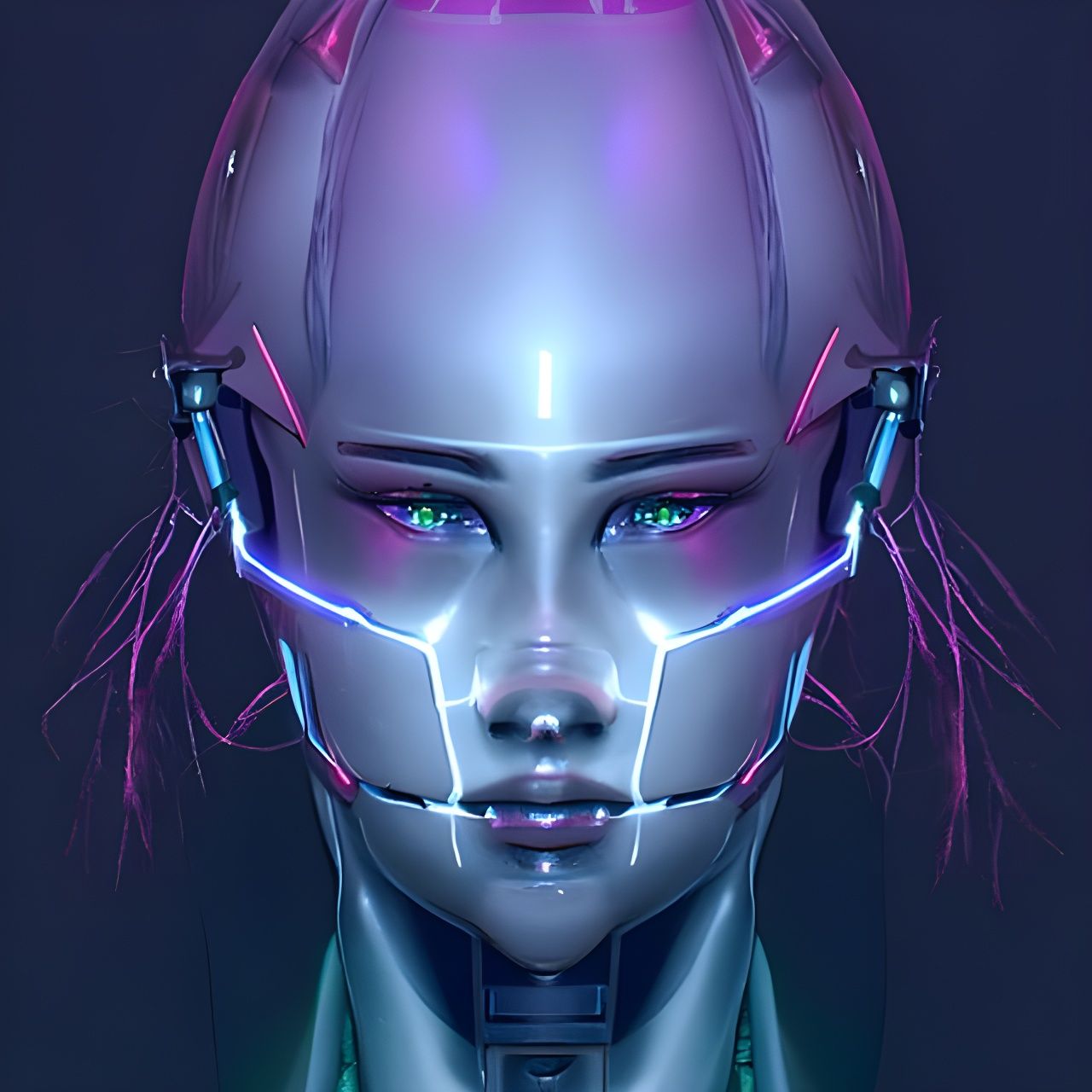 Cyberpunk Biomechanical Mecha in Neon Sci-Fi Style