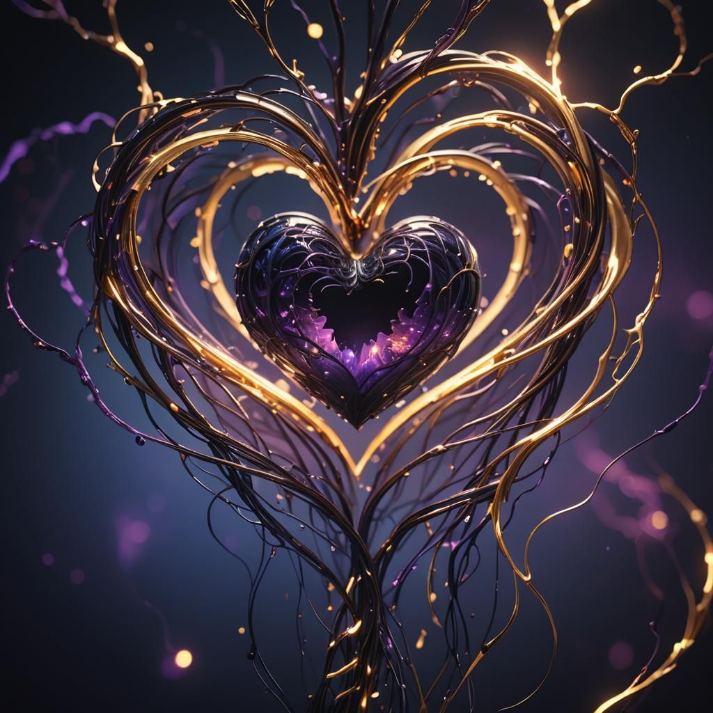 Glowing Heart over Dark Abyss: Surreal Concept Art