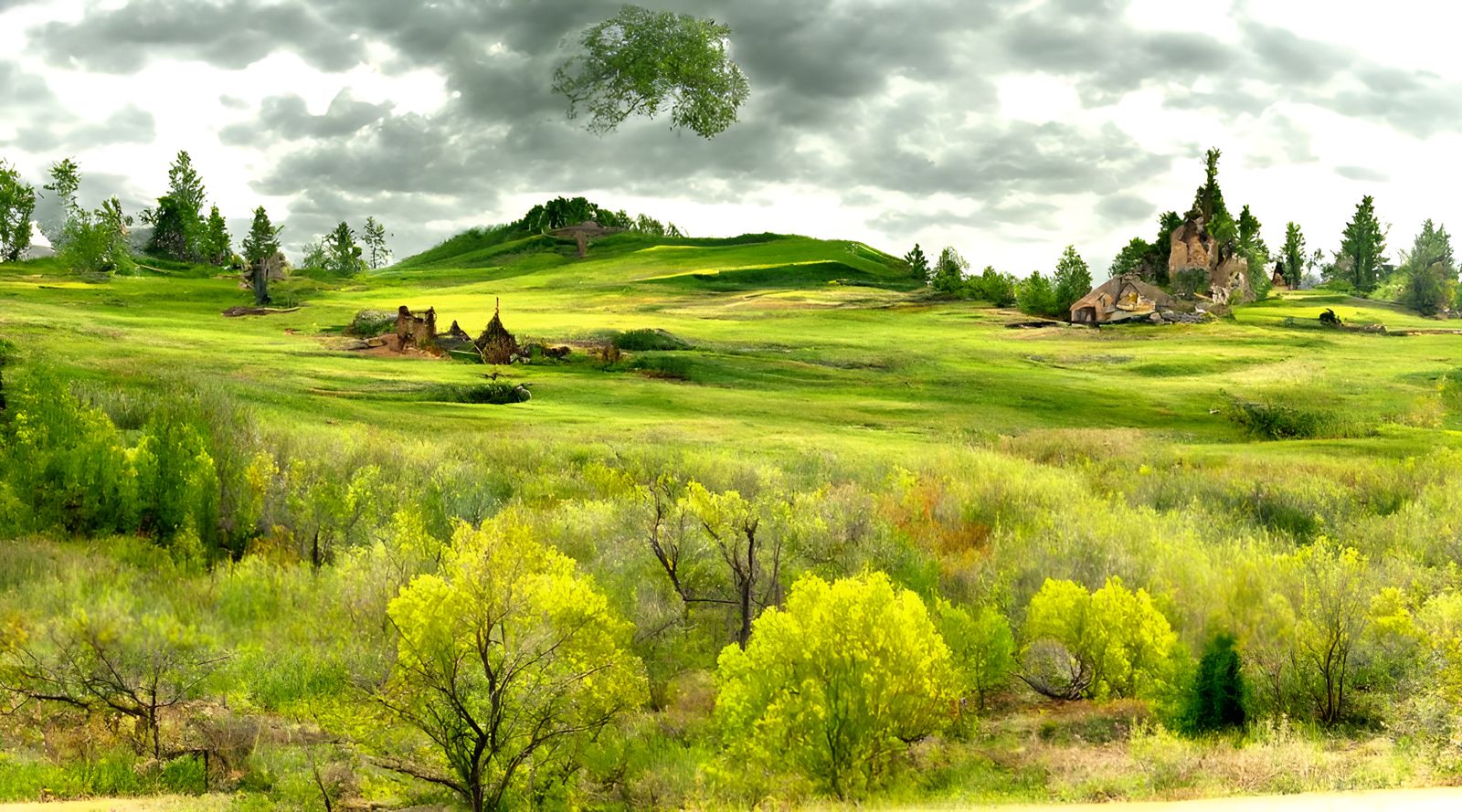 Detailed Tudor Landscape Painting in 16K Resolution