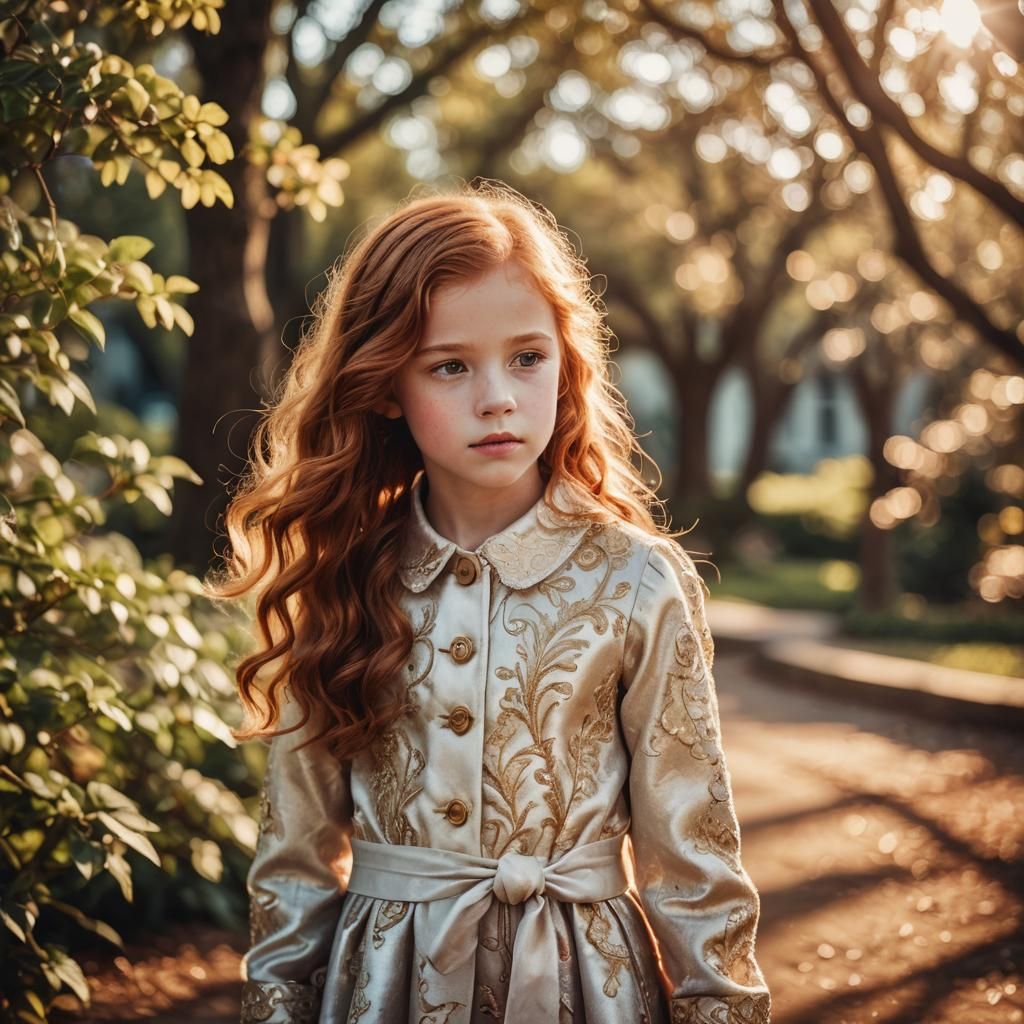 Luxurious Fashion Portrait of Red-Haired Girl