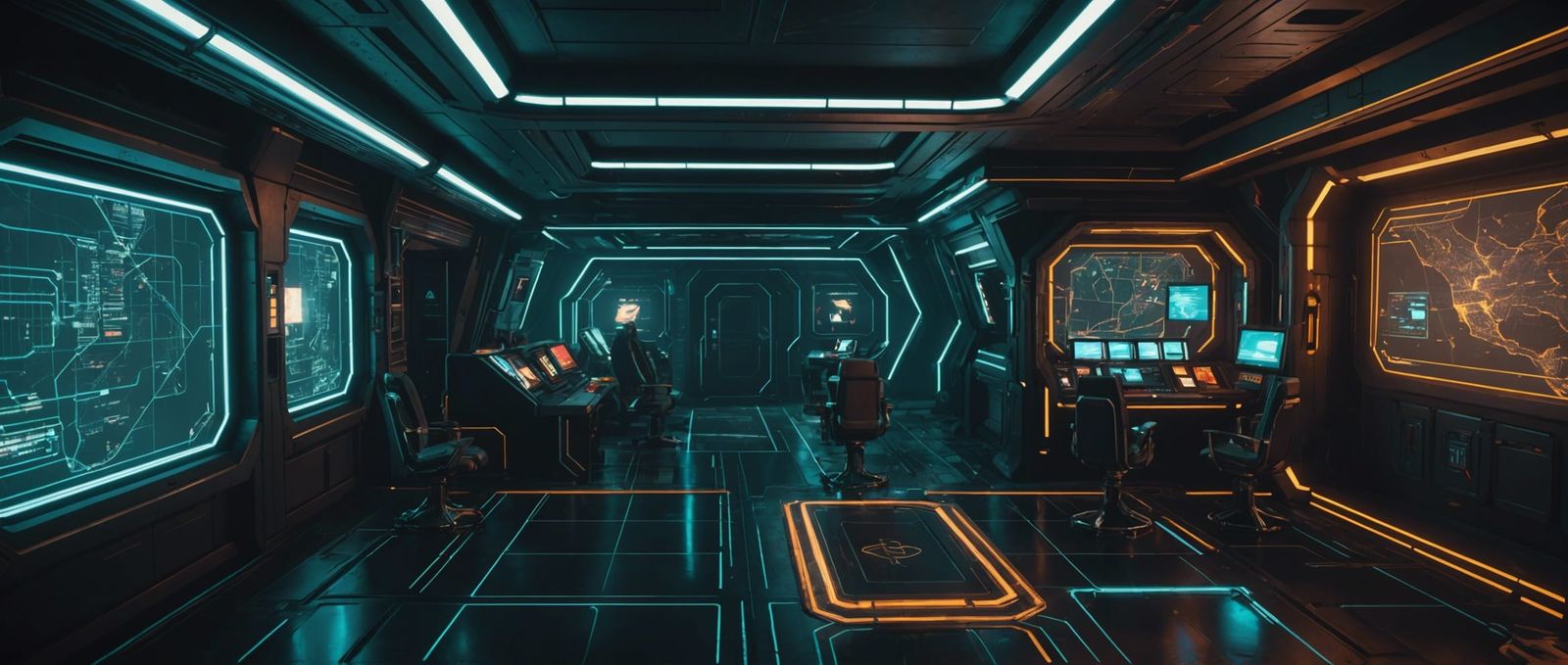 Cyberpunk Space Pirates Map with Neon Details