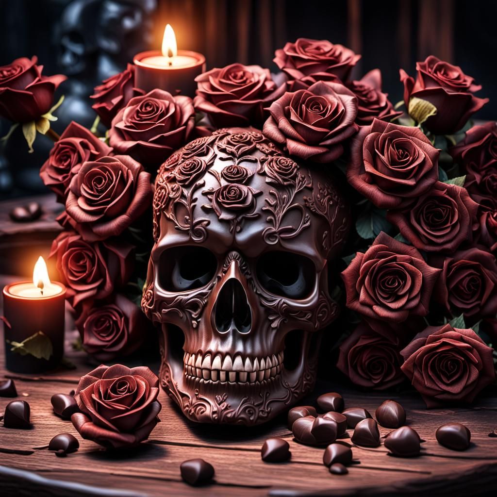 Chocolate Skull with Roses๐ซ๐๐น