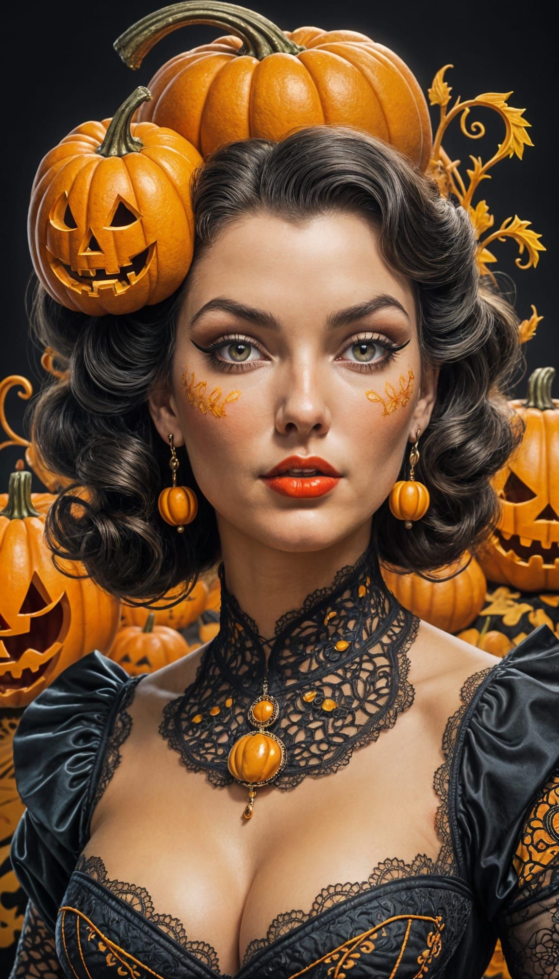 1950s Halloween Pinup Model in Olivia de Berardinis Style