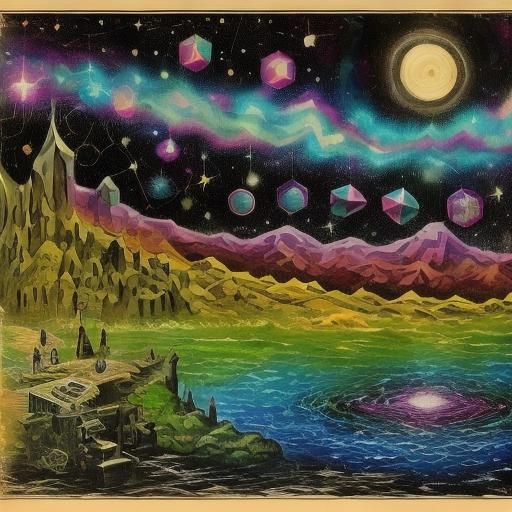 Astronaut Embraces Esoteric Wisdom in Cosmic Dreamscape