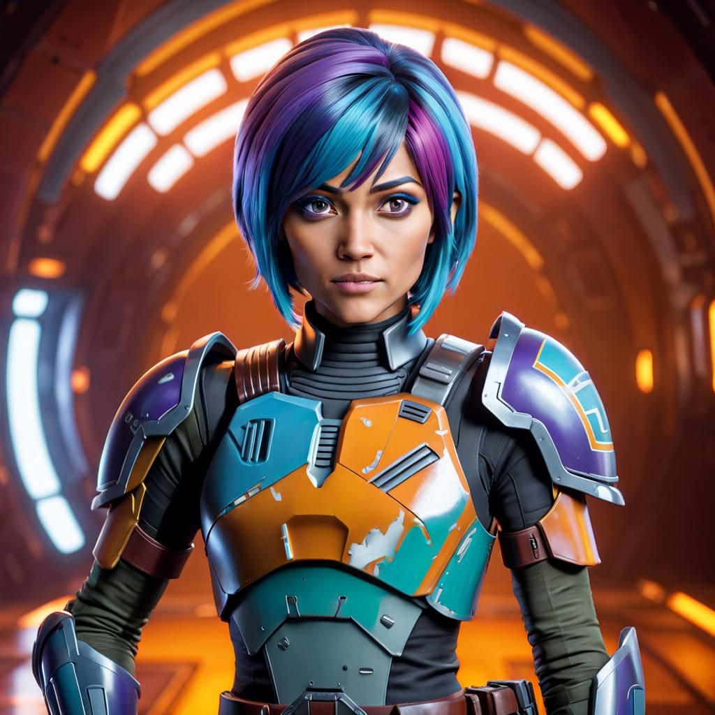 Sabine Wren CGI Portrait in Mandalorian Armor