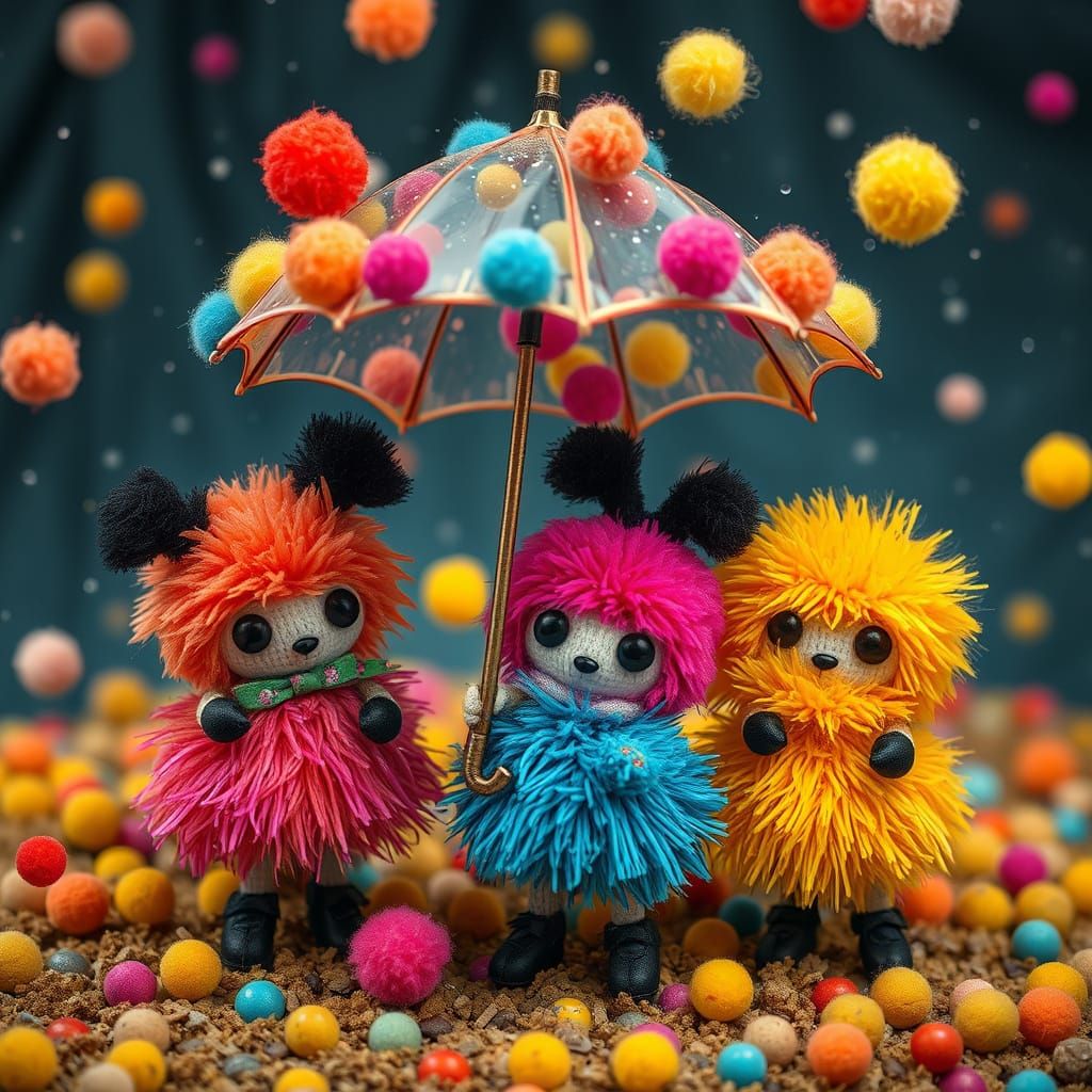 Creepy Cute Pompom Creatures in a Fluffy Storm