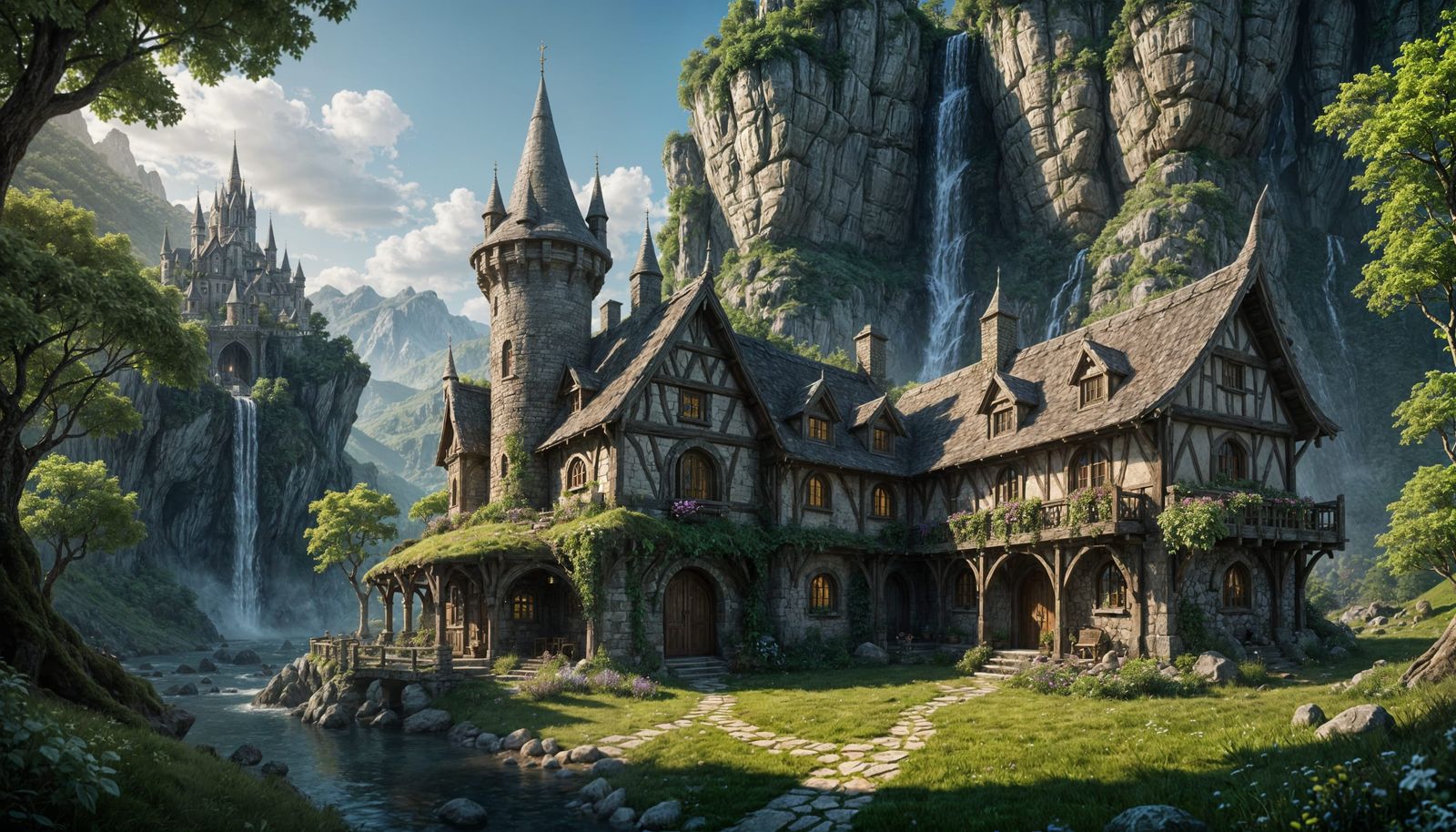 Enchanting Elven Cottage in a Cliffside Valley