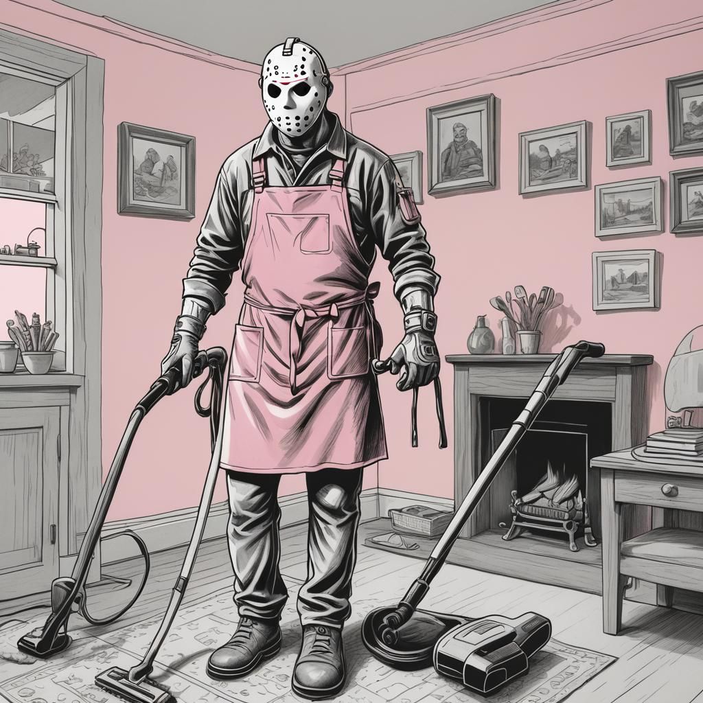 Jason Voorhees Cleans House: A Vintage Illustration