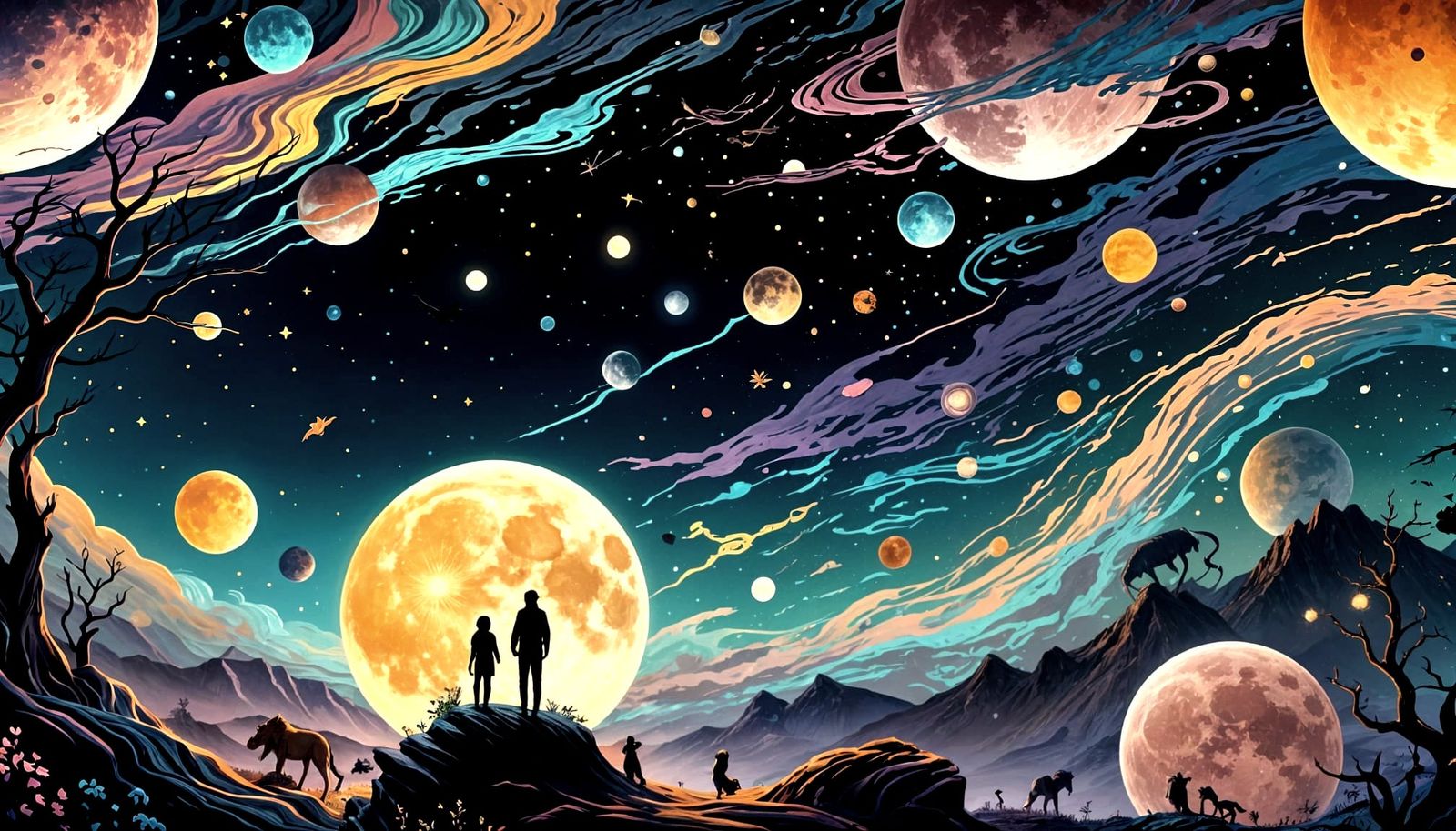 Celestial Creatures in a Surreal Landscape