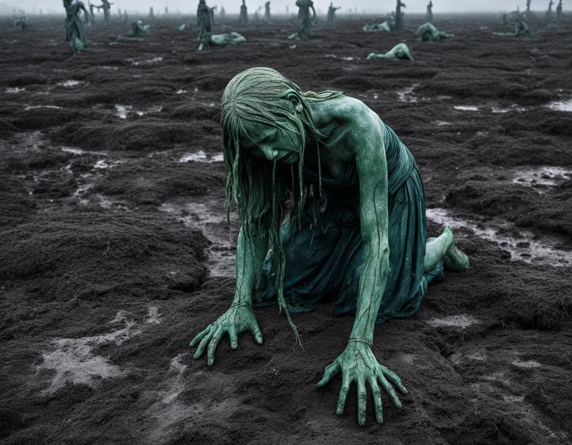 Algea, Goddess of Pains, Weeping on Battlefield