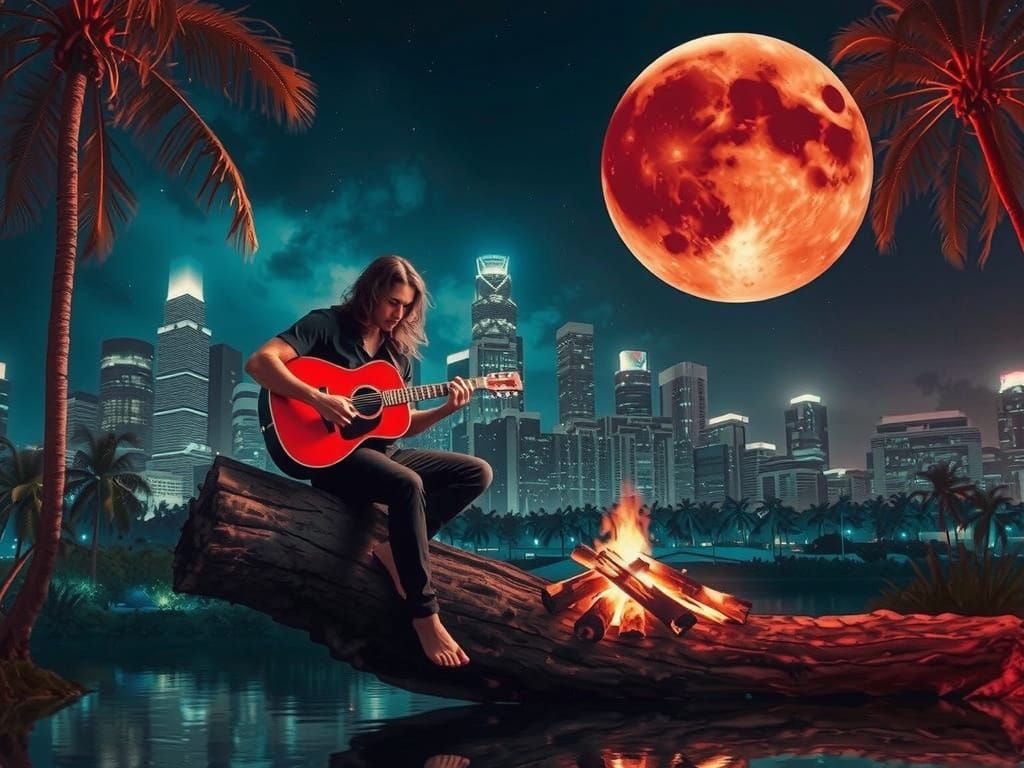 Midnight Guitar Serenade Under the Tropical Moon