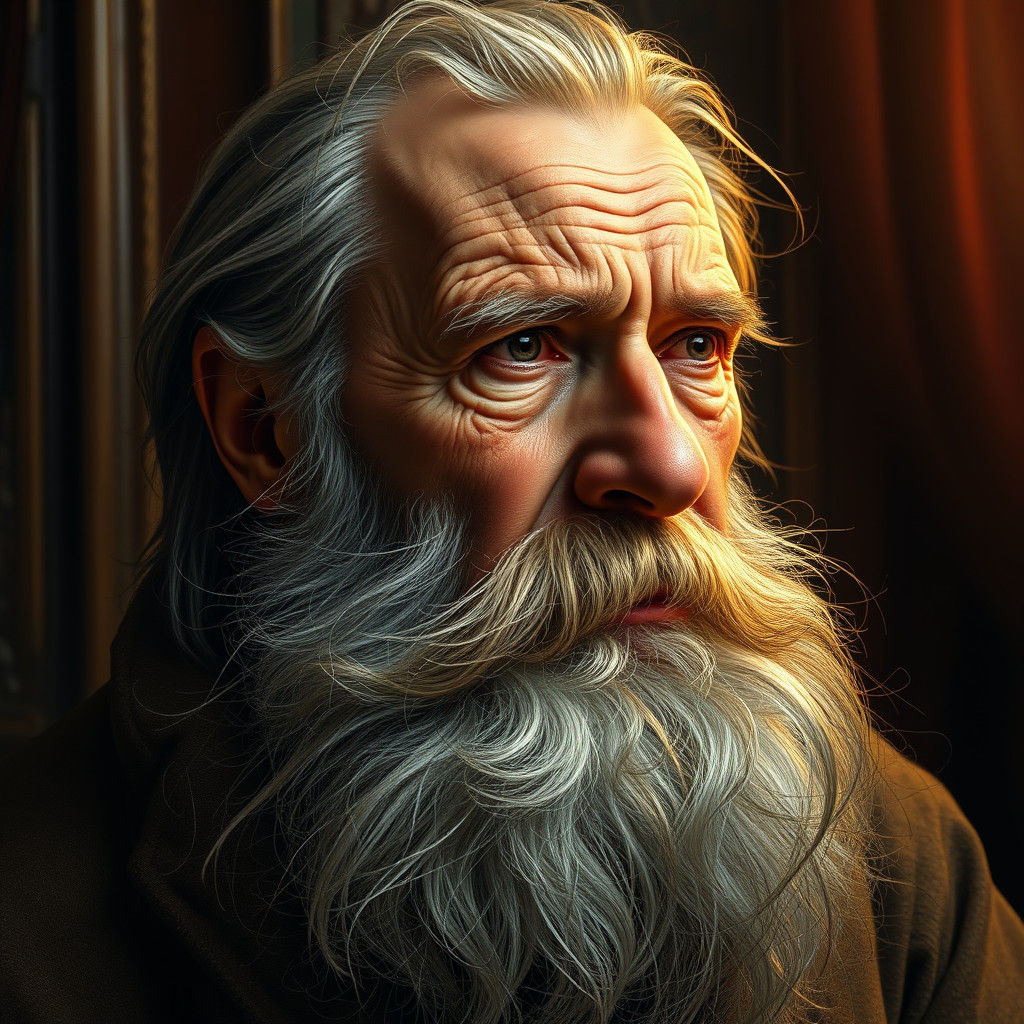 Hyperrealistic Portrait of a Wise Old Man in 3D