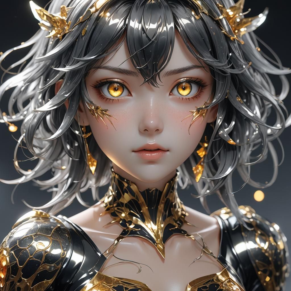Enameled Glass Anime Figurine in 3D Art Style