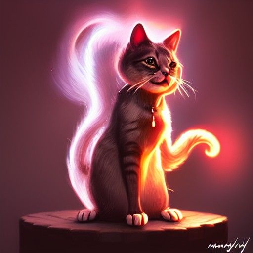 Cherasy cat roses, smoke, by Mandy Jurgens and Hou China, trending on Artstation, golden hour, DeviantArt, portrait, max...