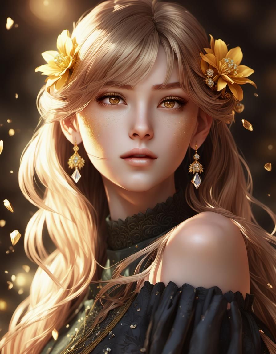 Glamorous Spanish Model Portrait in Anime Style