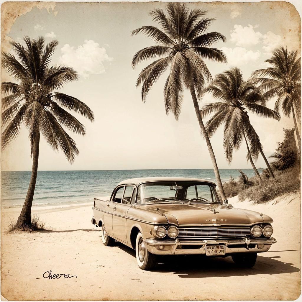 Vintage Florida Travel Postcard with Beach Scene