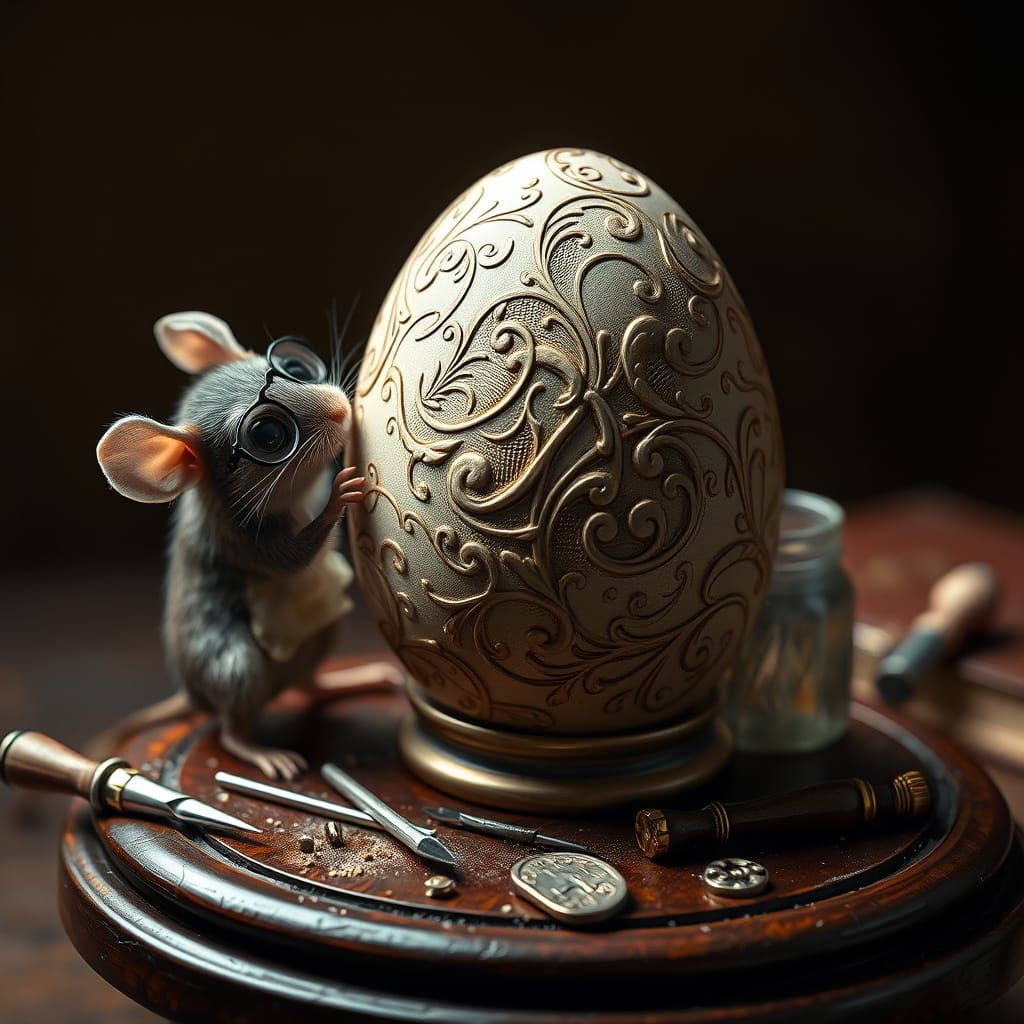 Surreal Mouse Crafts Intricate Easter Egg Decoration