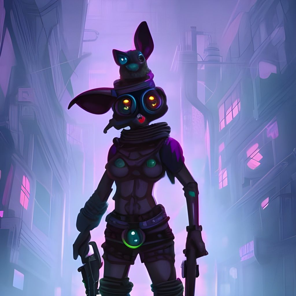 Cyberpunk Gangster Rabbit in Detailed Digital Painting