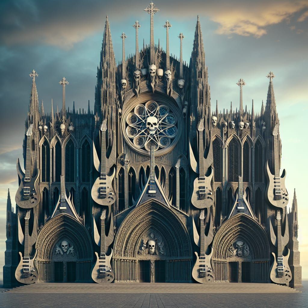 Heavy Metal Cathedral Made of Electric Guitars