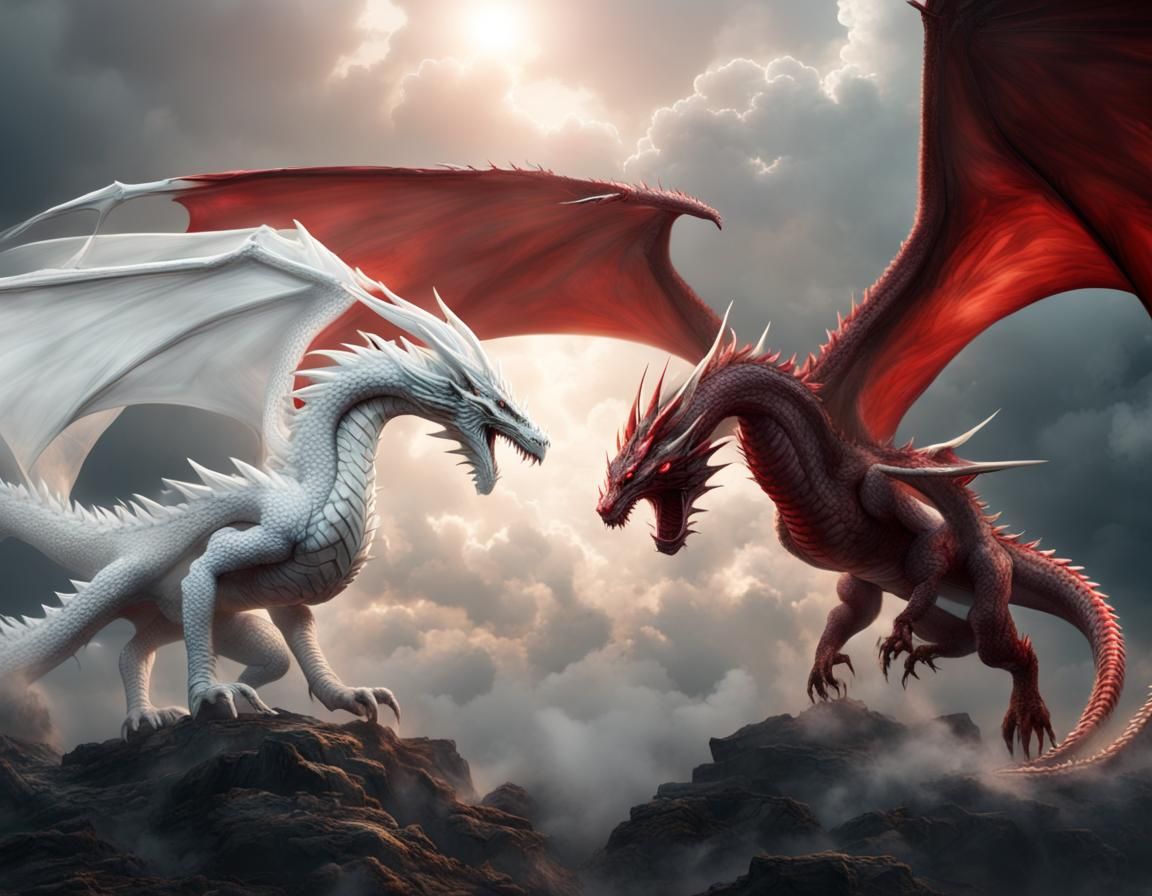 White dragon and red dragon