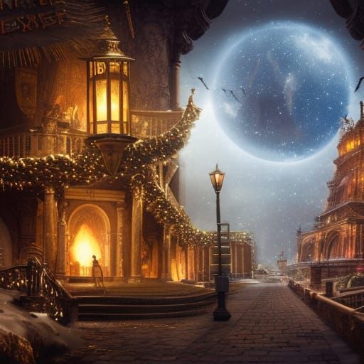 Cinematic Christmas Card Digital Matte Painting