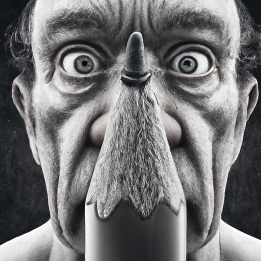 Dramatic Close-Up Portrait in Black and White