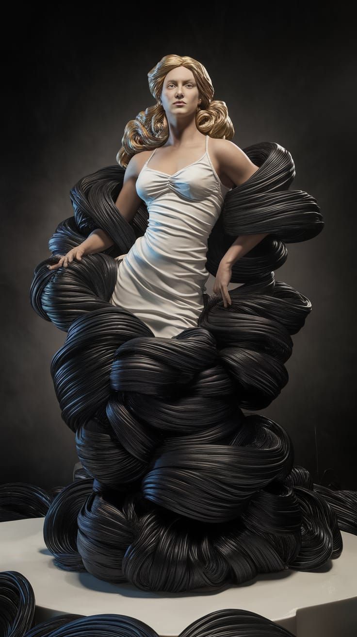 Elegant Silk Woman in Atmospheric Lighting