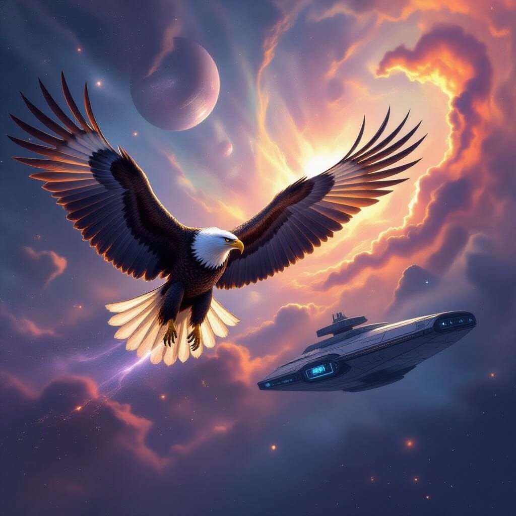 Majestic Eagle Soars Through Cosmic Nebula