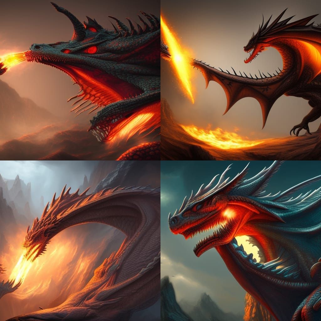 Dragon Breathing Fire: Detailed Fantasy Art