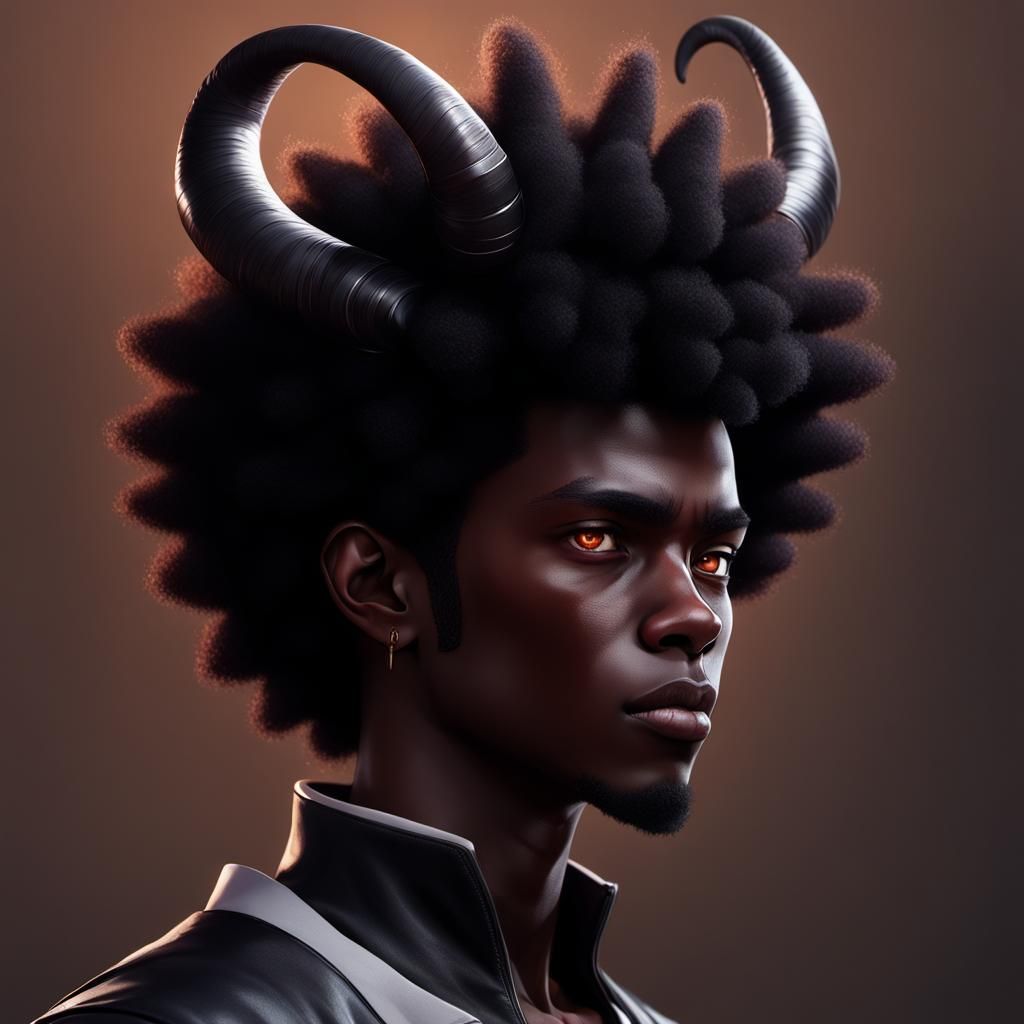 Demonic Teen with Afro: 3D Anime Art
