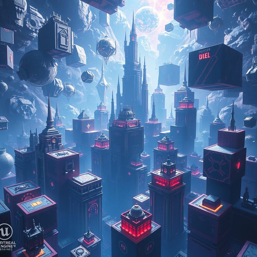 Cosmic Cube Metropolis in Vibrant Colors