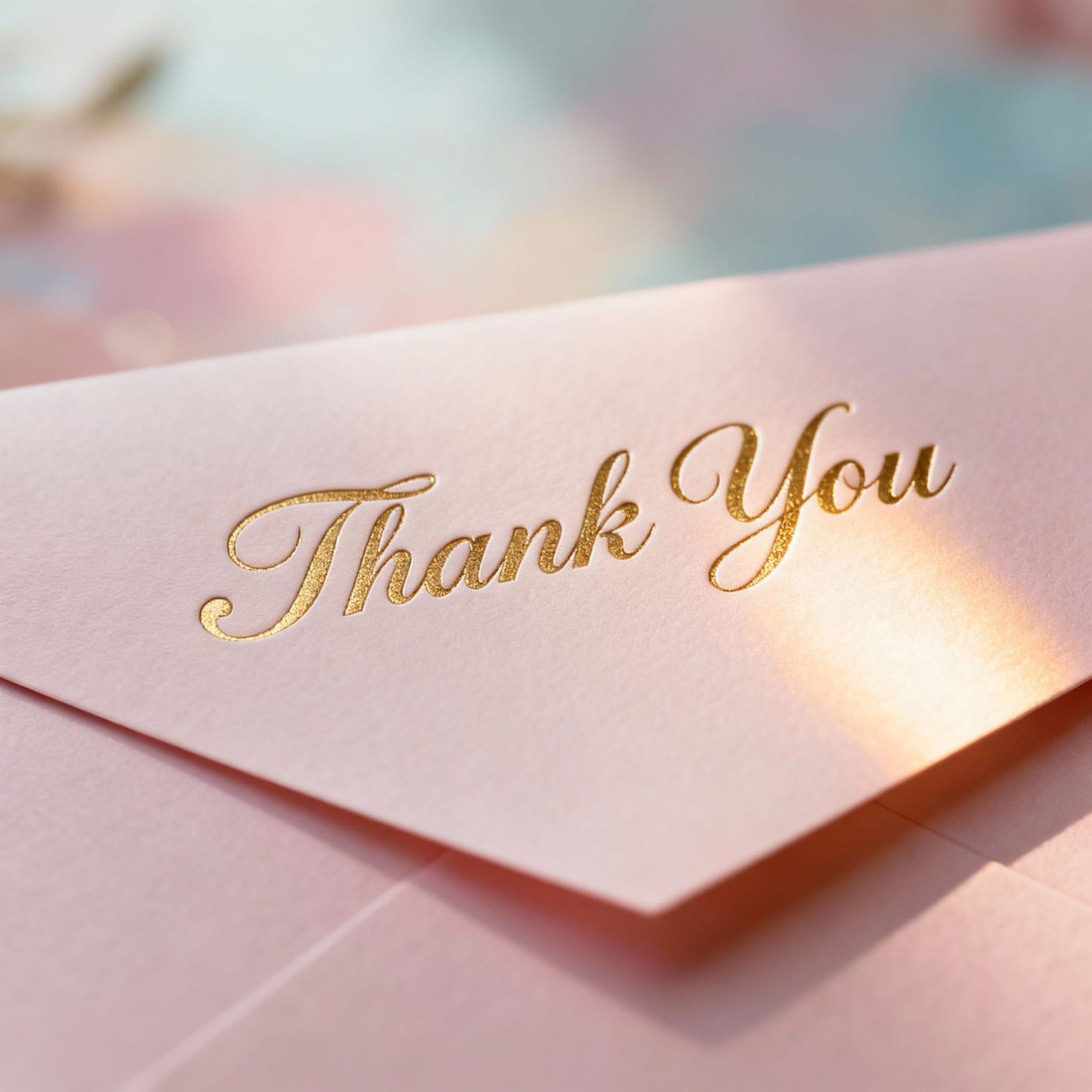 Elegant Thank You Envelope with Golden Calligraphy