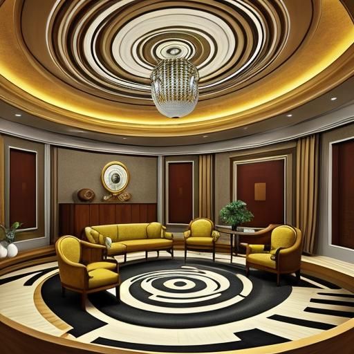 Detailed Interior Room with Spiral Furniture