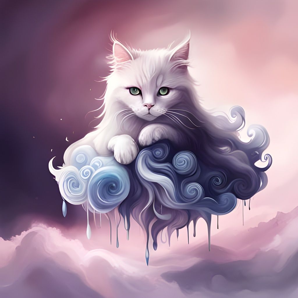 Cloud Cat: A Minimalist Digital Illustration