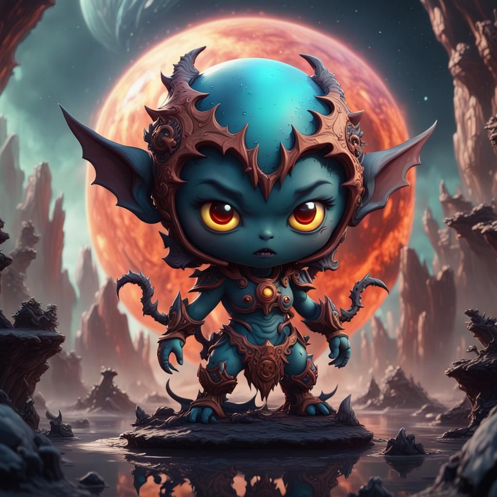 Demon Chibi Planet: Detailed Matte Painting