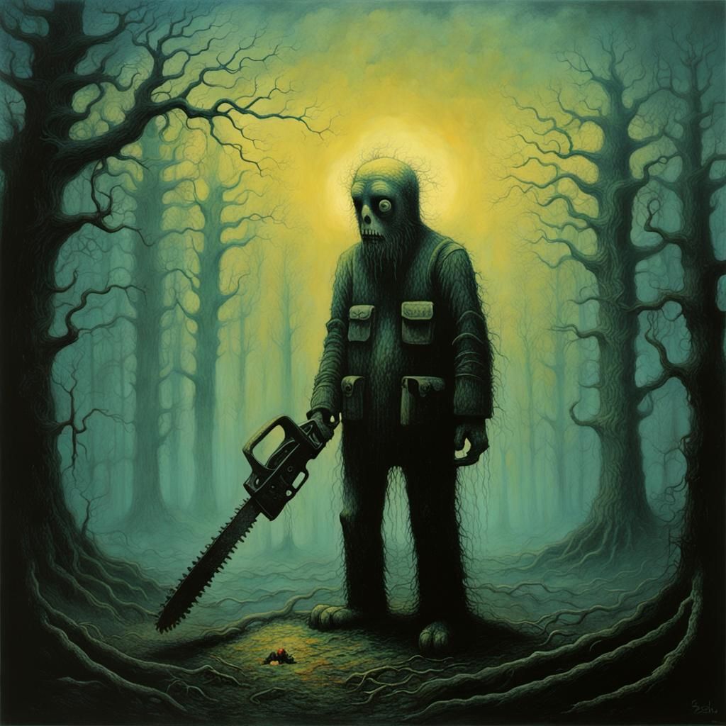 Chainsaw Charlie: Dark Surreal Portrait