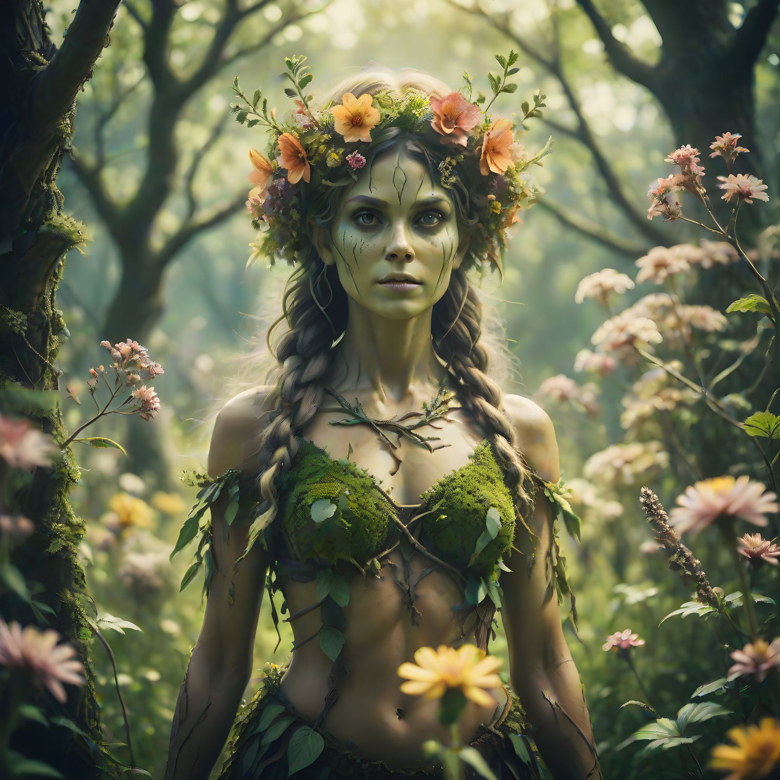 Enchanted Dryad Goddess Amongst Blooming Florals in Cinemati...