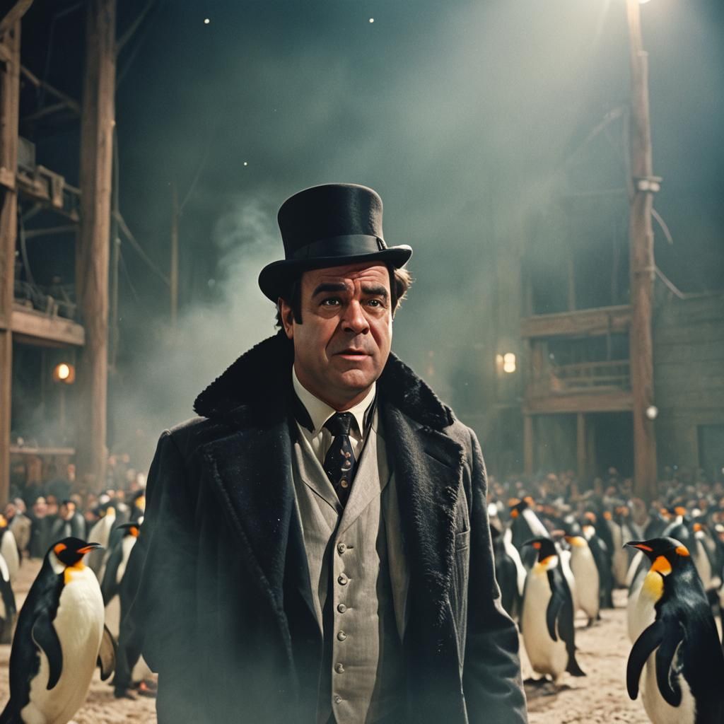 Dan Aykroyd as the Penguin: Cinematic Film Still