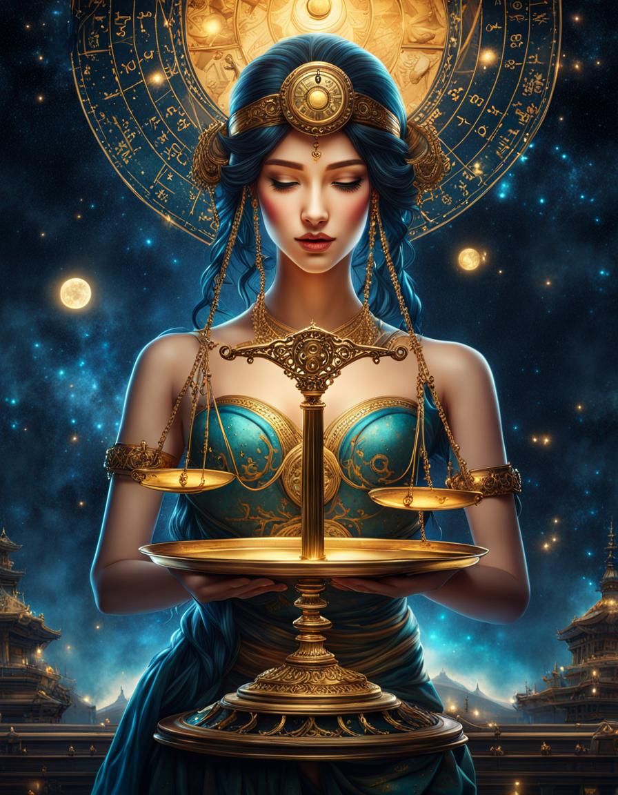 Libra Zodiac Sign Illustration in Yuumei Style