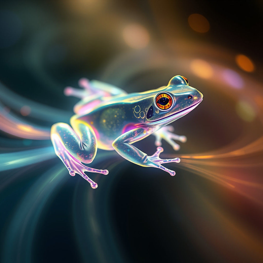 Luminous Frog Composed of Light Beams