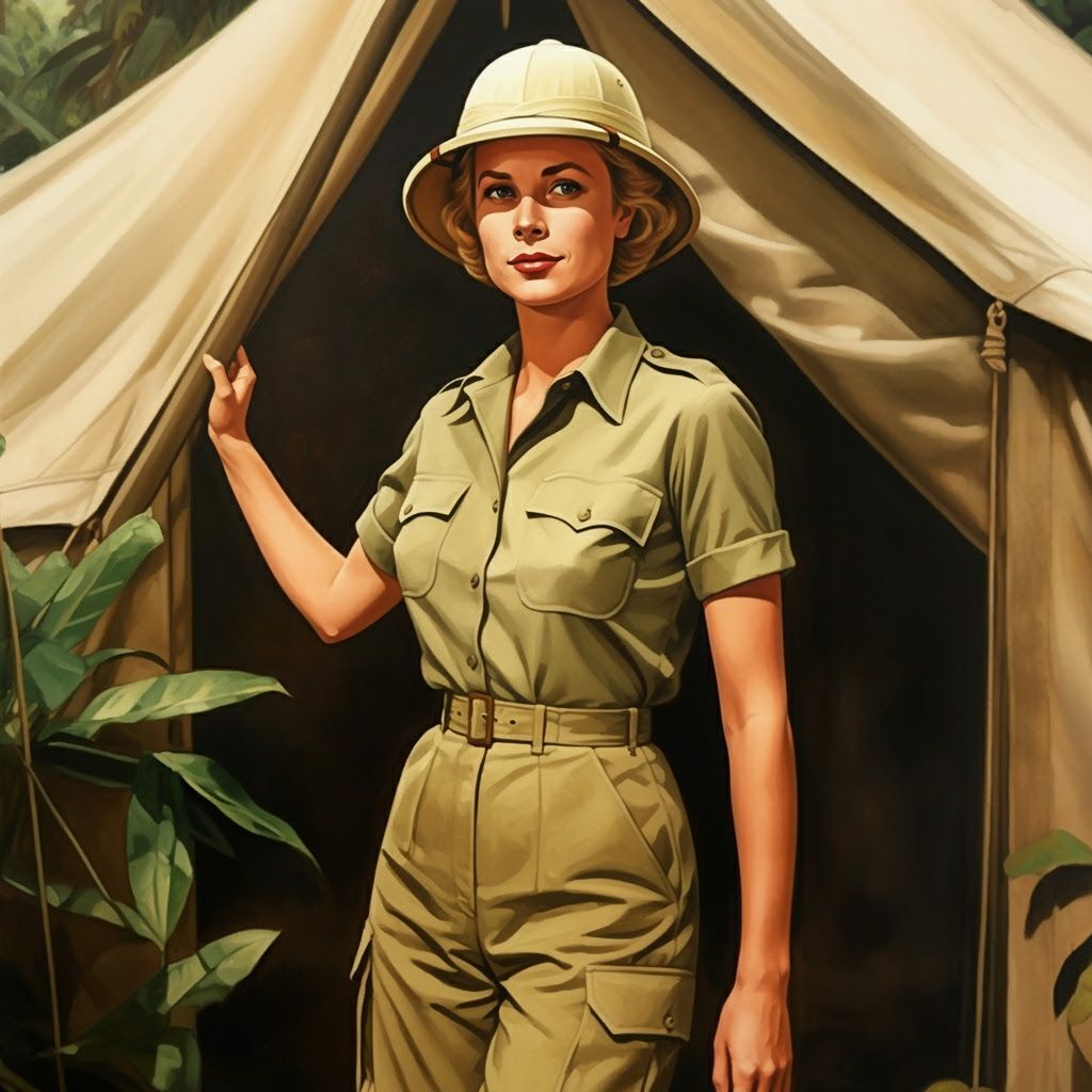 Grace Kelly in Jungle Clearing, Expressionist Oil