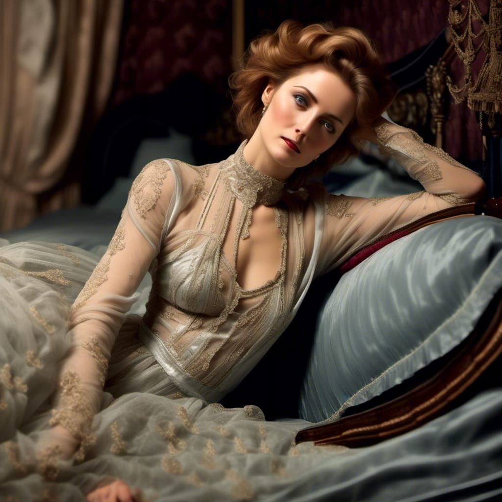 Enticing Duchess Posing Sensuously with Volumetric Lighting