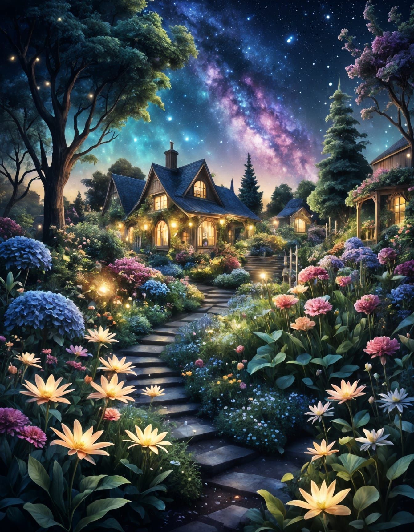 Celestial Star Garden: A Vintage Fantasy